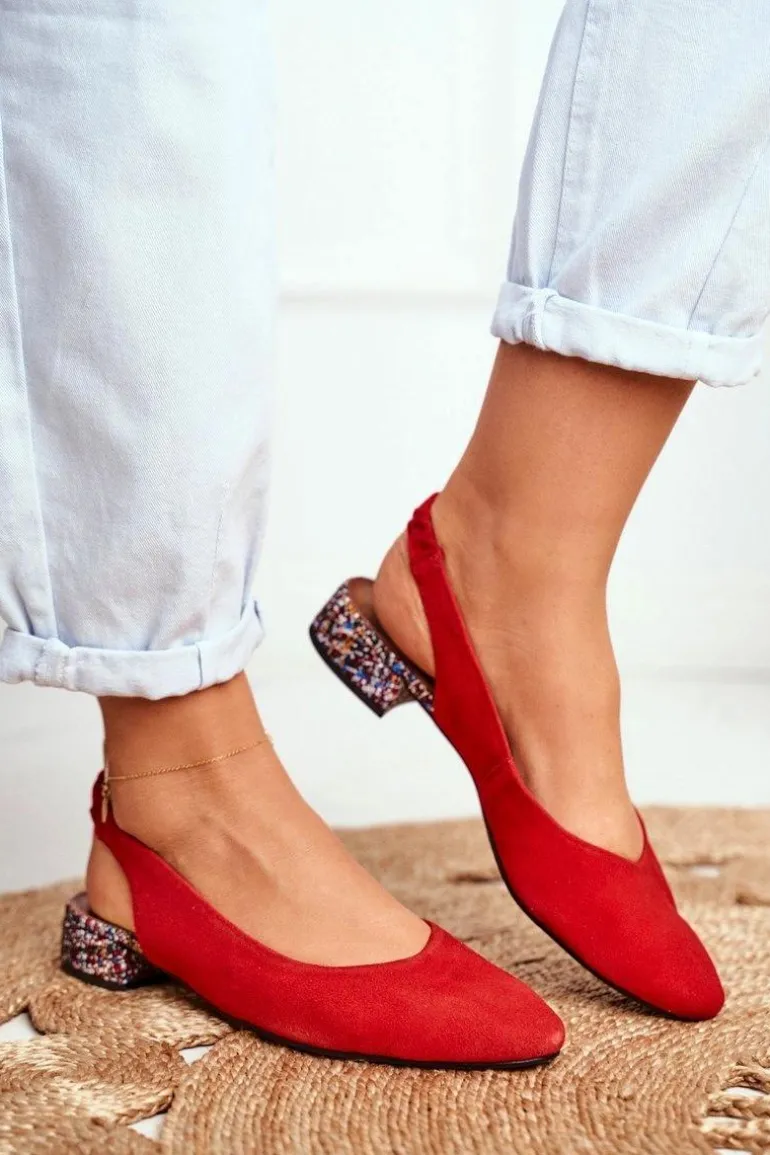 Baleriny Na Obcasie Maciejka Czerwone 04482-08