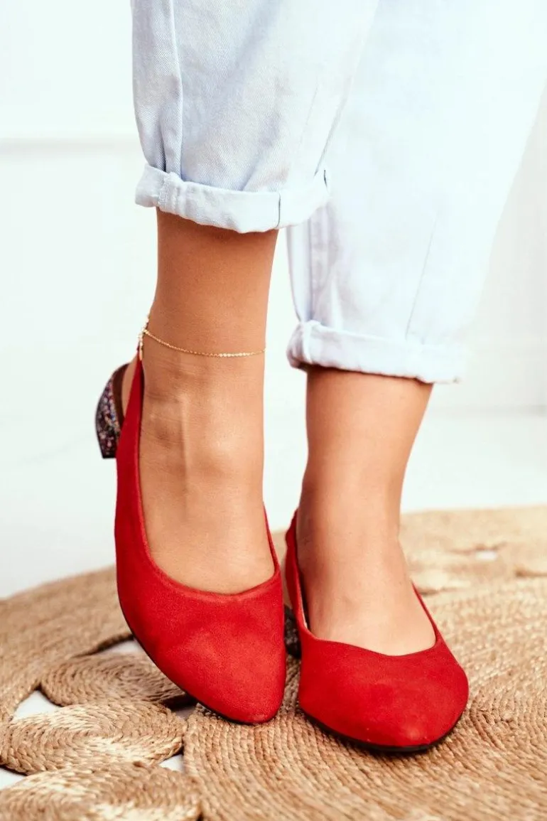 Baleriny Na Obcasie Maciejka Czerwone 04482-08