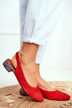 Baleriny Na Obcasie Maciejka Czerwone 04482-08