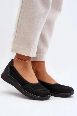 Baleriny Na Platformie I Koturnie Czarne Aviaba