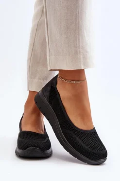 Baleriny Na Platformie I Koturnie Czarne Aviaba