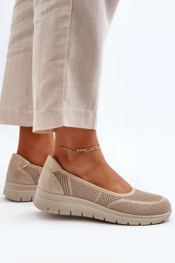 Baleriny Na Platformie I Koturnie Beżowe Aviaba