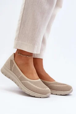 Baleriny Na Platformie I Koturnie Beżowe Aviaba