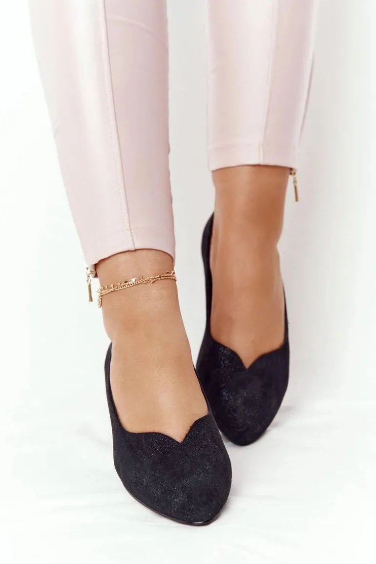 Baleriny Na Srebrnym Obcasie Vinceza 21-10601 Czarne