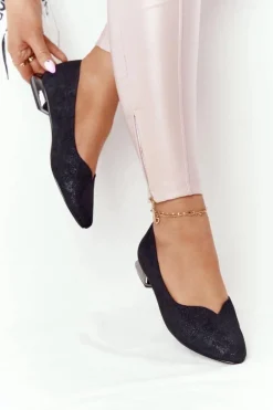 Baleriny Na Srebrnym Obcasie Vinceza 21-10601 Czarne