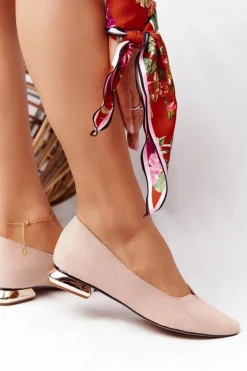 Baleriny Na Złotym Obcasie Vinceza 21-10601 Beżowe