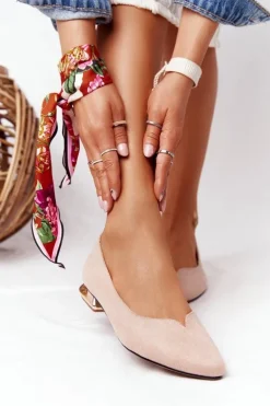 Baleriny Na Złotym Obcasie Vinceza 21-10601 Beżowe