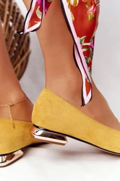 Baleriny Na Złotym Obcasie Vinceza 21-10601 Żółte