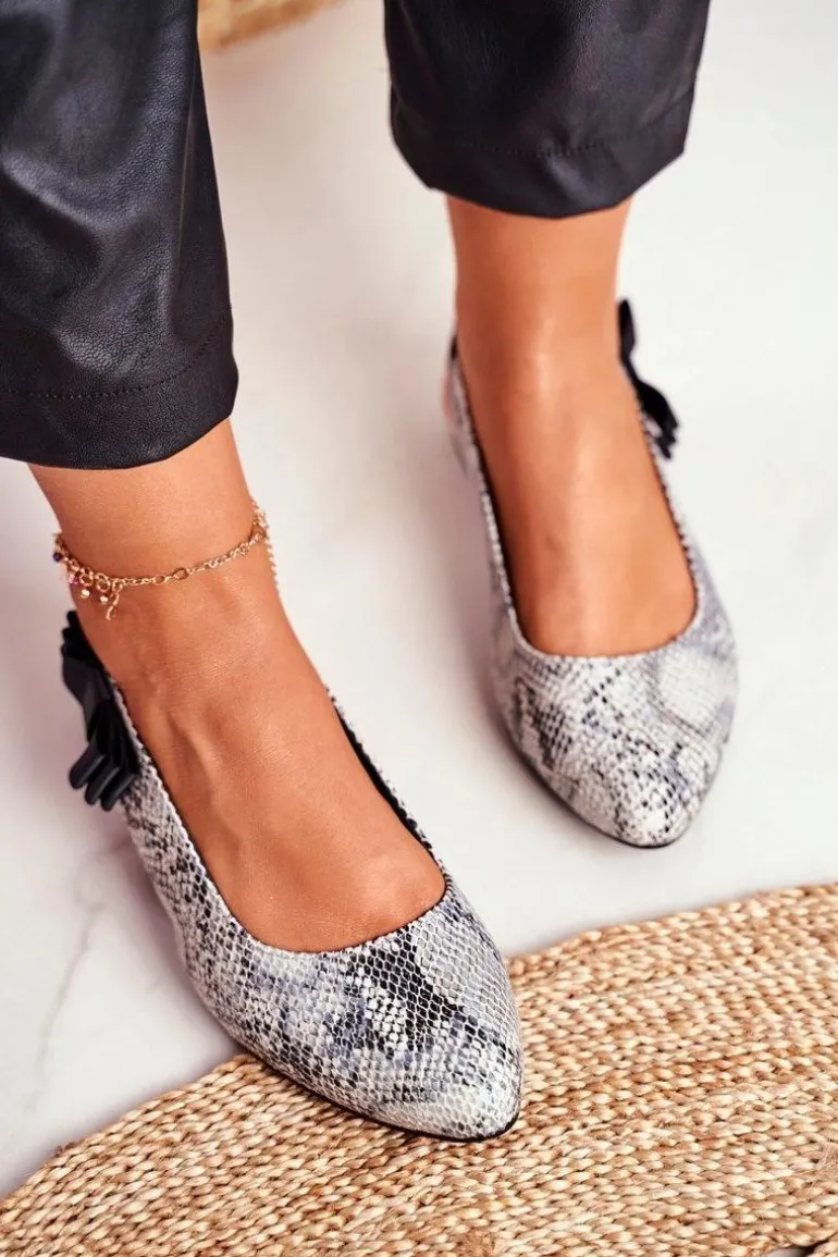 Baleriny Sergio Leone Szare Wężowy Wzór BL615