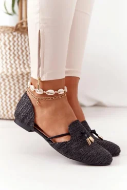 Baleriny W Szpic Z Plecionką Lu Boo Czarne