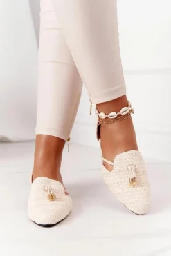 Baleriny W Szpic Z Plecionką Lu Boo Beżowe