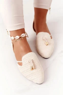 Baleriny W Szpic Z Plecionką Lu Boo Beżowe