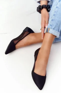 Baleriny W Szpic Z Siateczką Czarne Melania