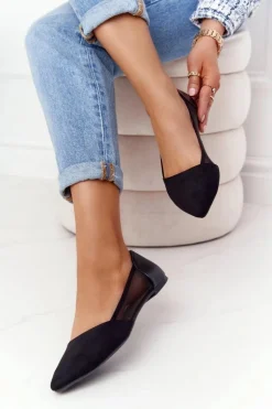 Baleriny W Szpic Z Siateczką Czarne Melania