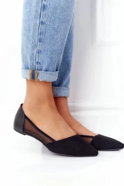 Baleriny W Szpic Z Siateczką Czarne Melania