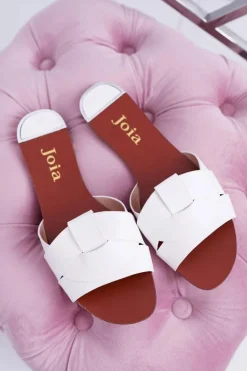 Białe Damskie Klapki Sluck