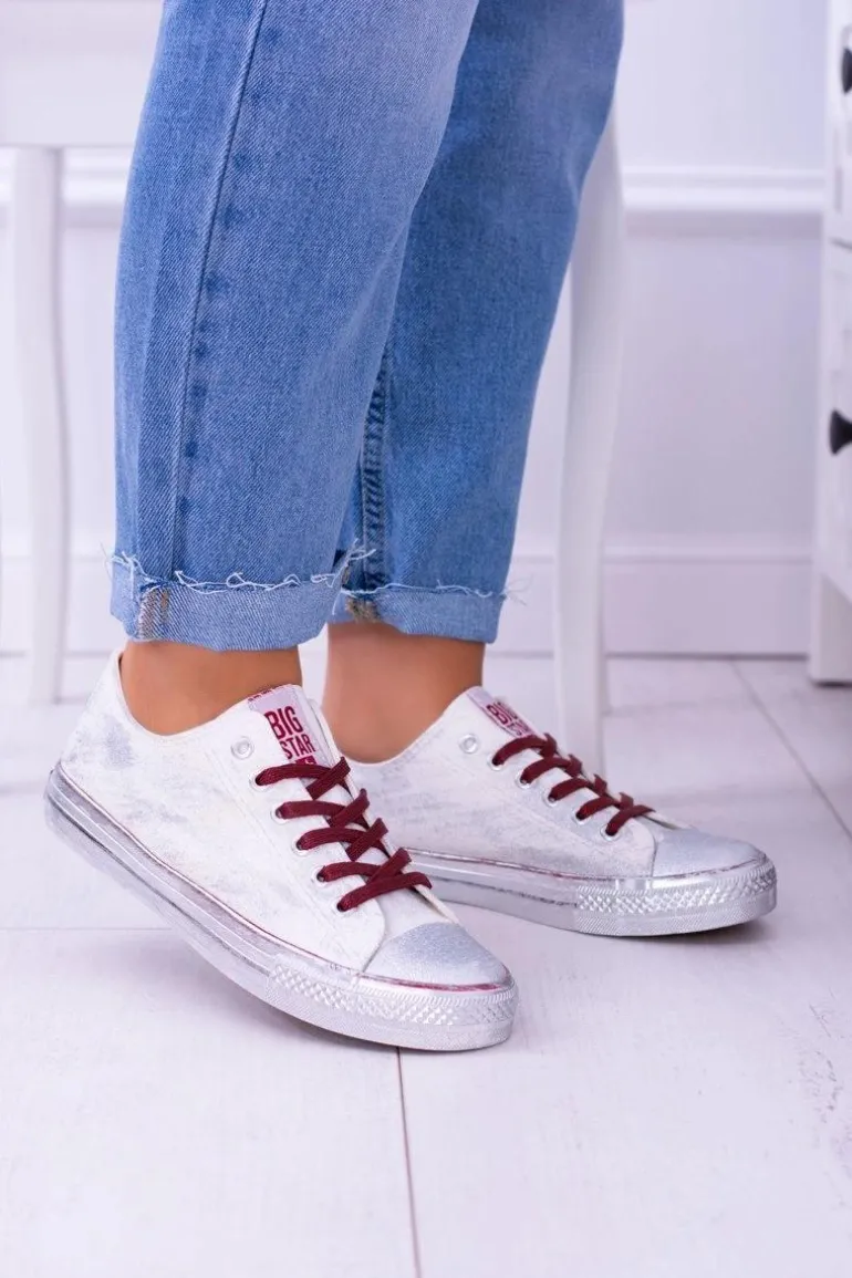 Big Star Białe Posrebrzane Tenisówki Trampki BB274014
