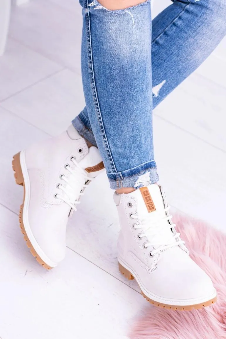 Big Star Botki Damskie Białe Timberki Traperki Timon