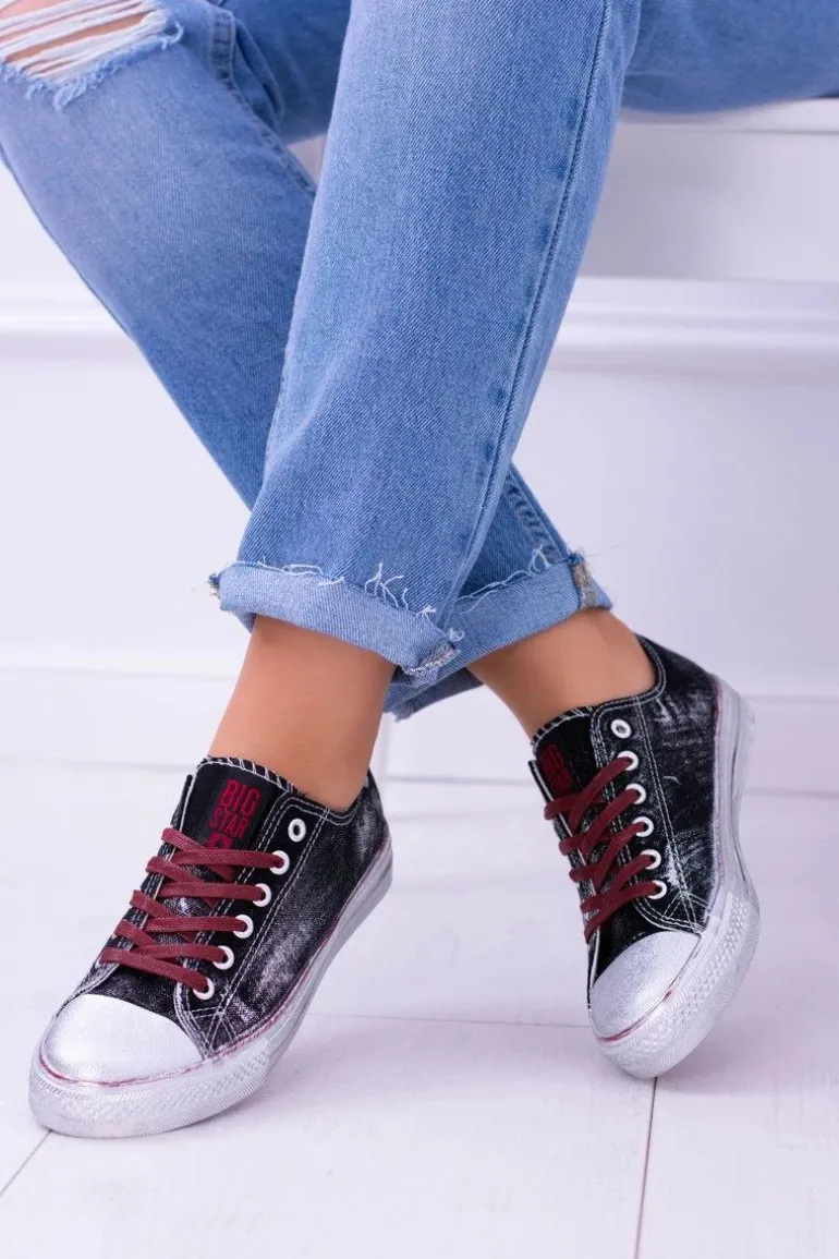 Big Star Czarne Posrebrzane Tenisówki Trampki BB274013