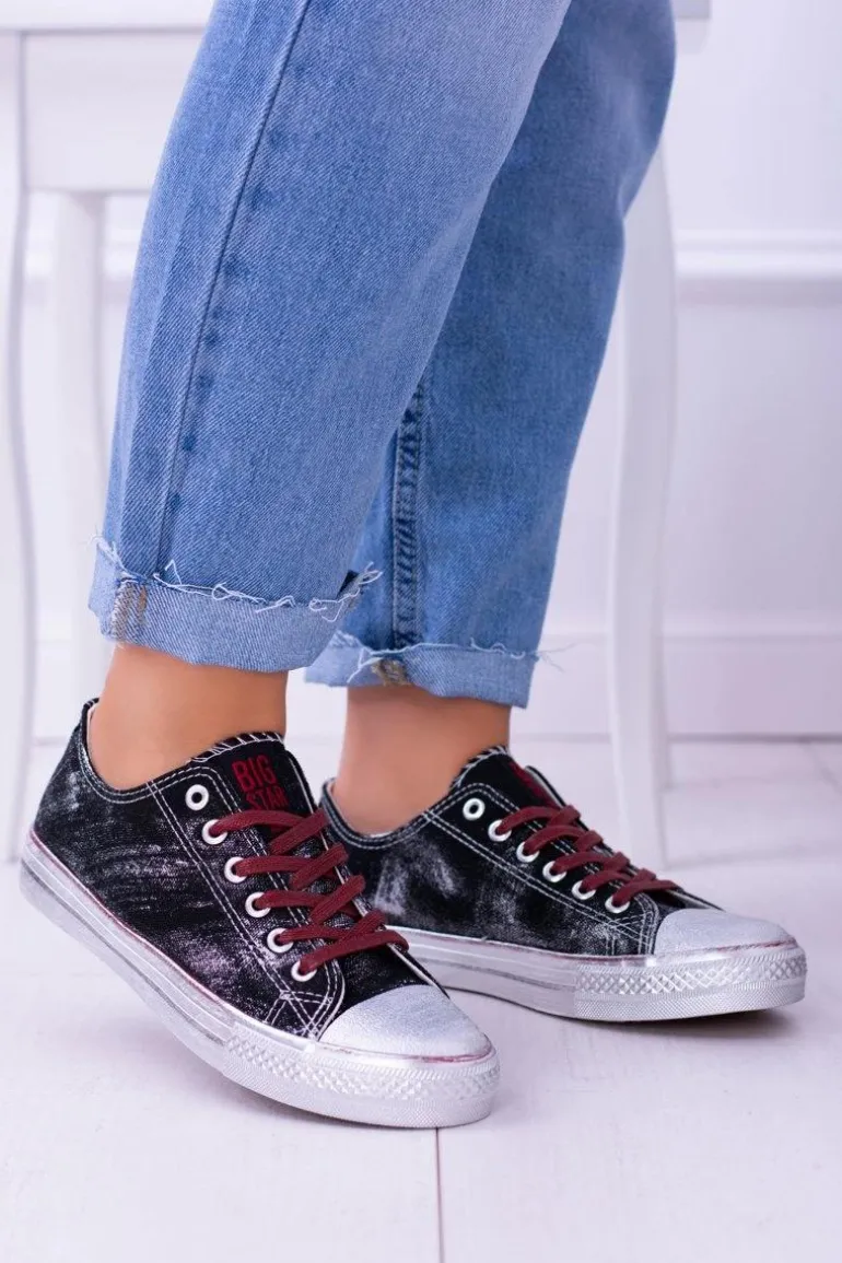 Big Star Czarne Posrebrzane Tenisówki Trampki BB274013