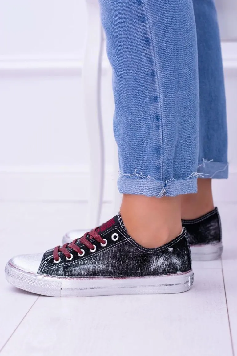 Big Star Czarne Posrebrzane Tenisówki Trampki BB274013