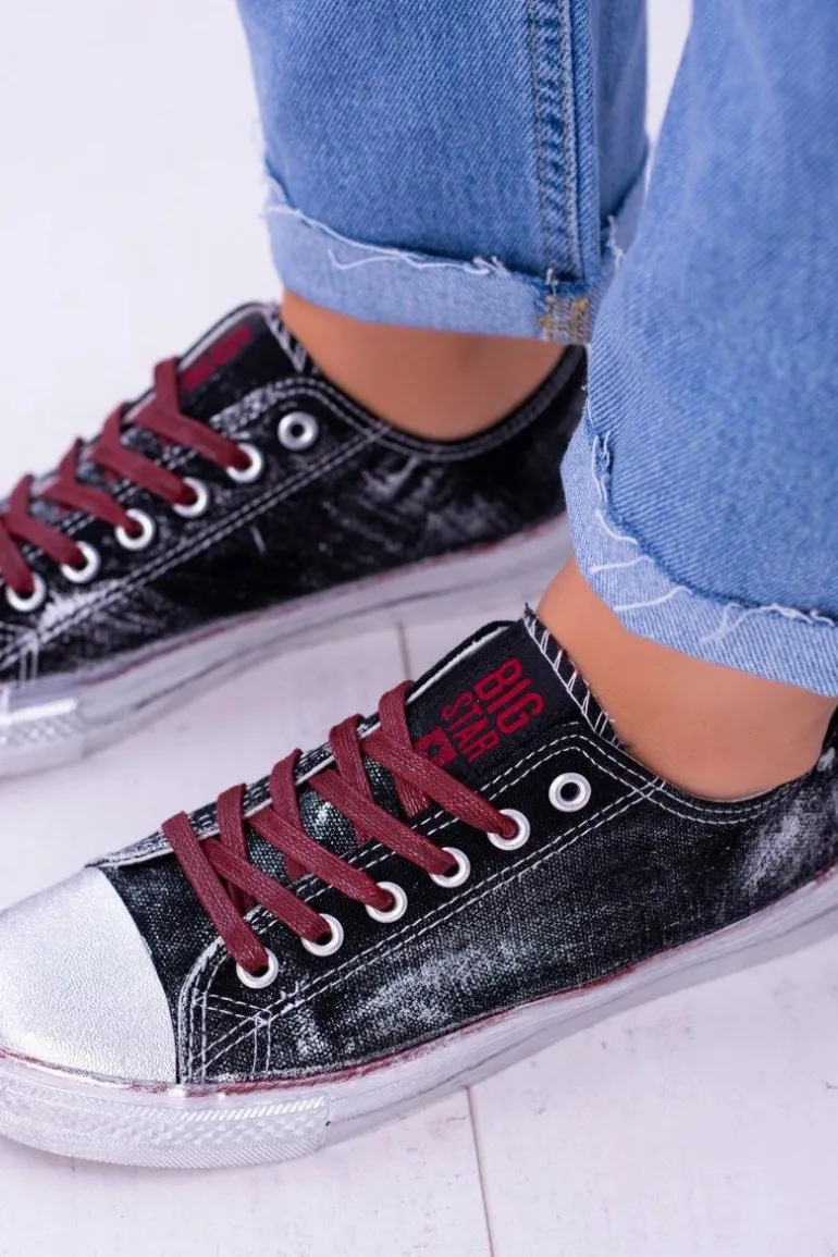 Big Star Czarne Posrebrzane Tenisówki Trampki BB274013