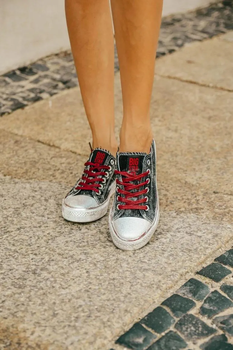 Big Star Czarne Posrebrzane Tenisówki Trampki BB274013