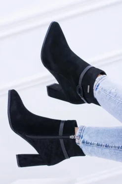 Big Star Czarne Zamszowe Botki Na Słupku BB274383