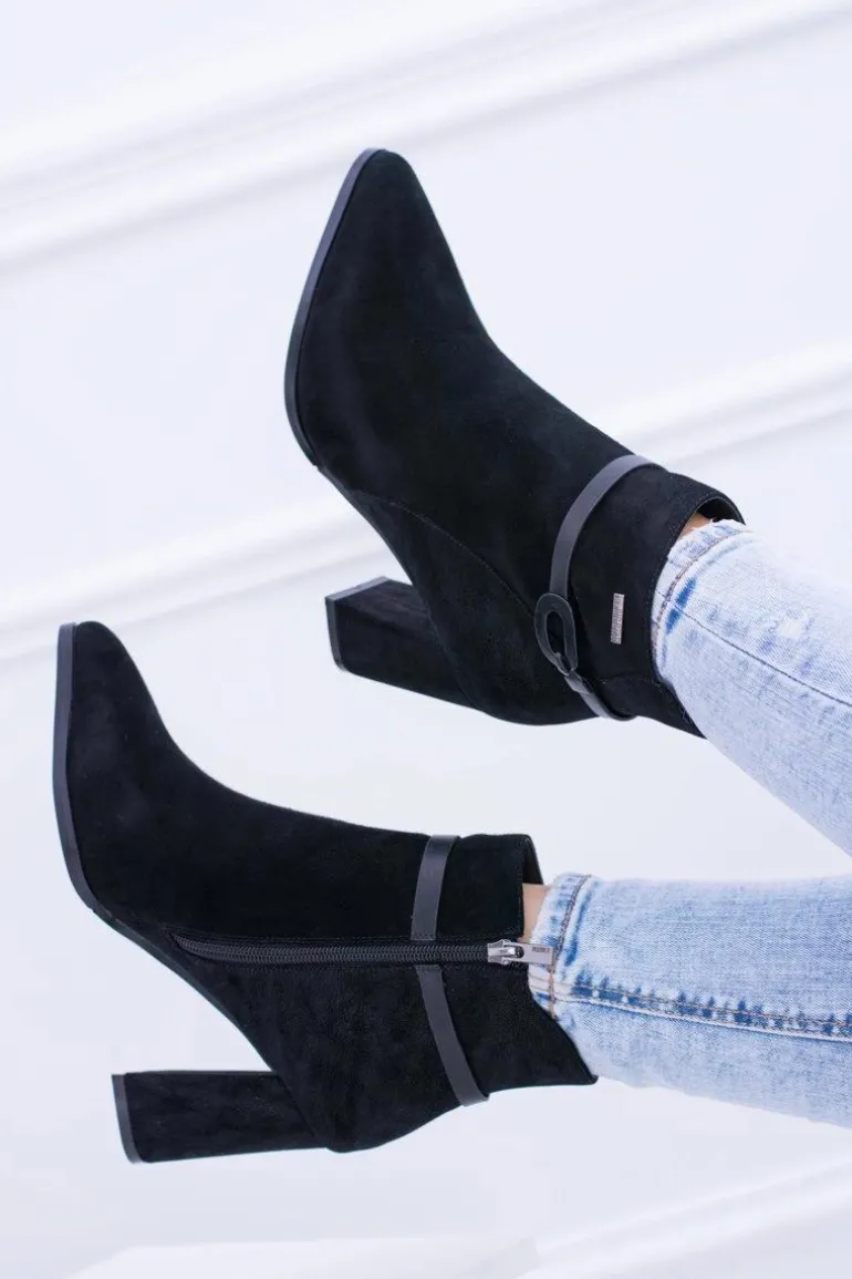 Big Star Czarne Zamszowe Botki Na Słupku BB274383