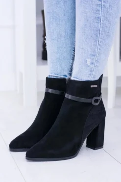 Big Star Czarne Zamszowe Botki Na Słupku BB274383