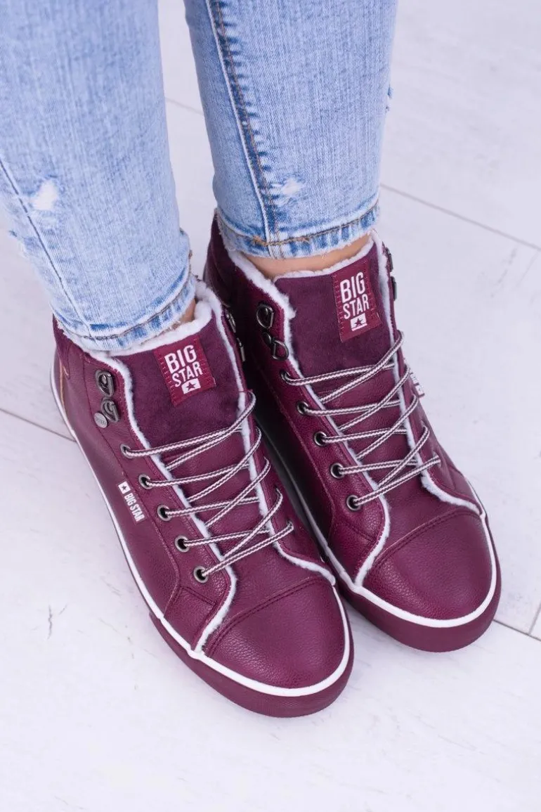 Big Star Ocieplane Bordowe Damskie Tenisówki BB274007