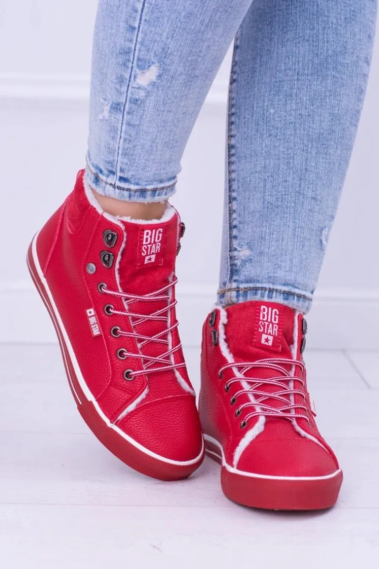 Big Star Ocieplane Czerwone Damskie Tenisówki BB274003