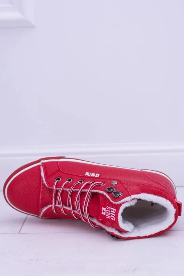 Big Star Ocieplane Czerwone Damskie Tenisówki BB274003