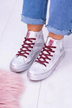 Big Star Wysokie Białe Posrebrzane Tenisówki Trampki BB274016