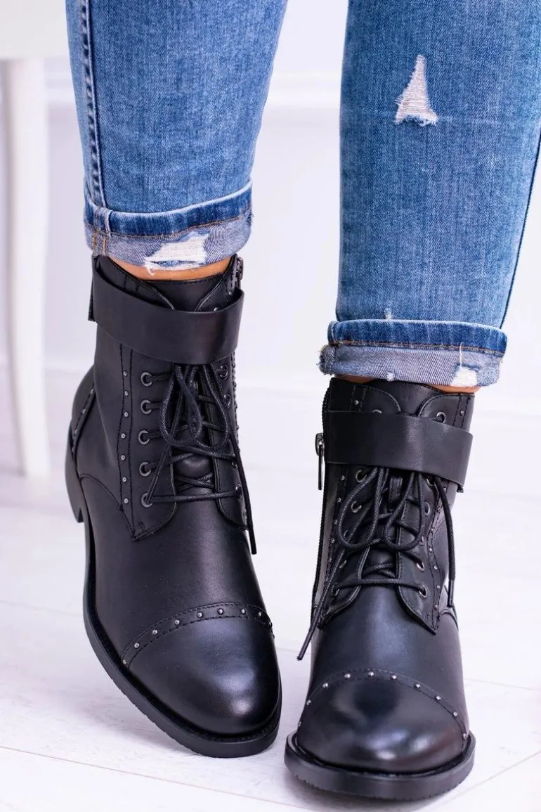 BIG STAR WYSOKIE BOTKI SZTYBLETY SKÓRZANE BB274612