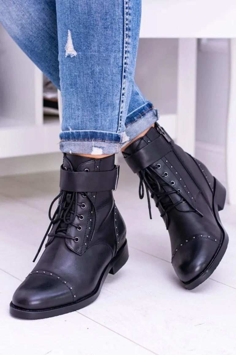 BIG STAR WYSOKIE BOTKI SZTYBLETY SKÓRZANE BB274612