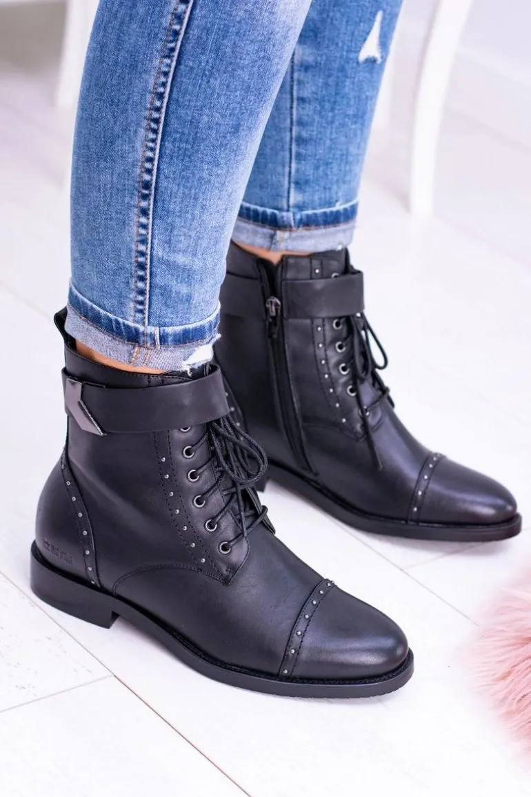 BIG STAR WYSOKIE BOTKI SZTYBLETY SKÓRZANE BB274612