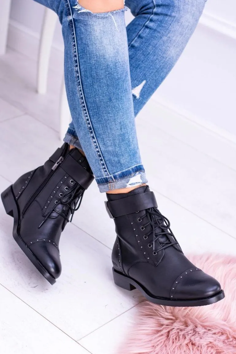 BIG STAR WYSOKIE BOTKI SZTYBLETY SKÓRZANE BB274612