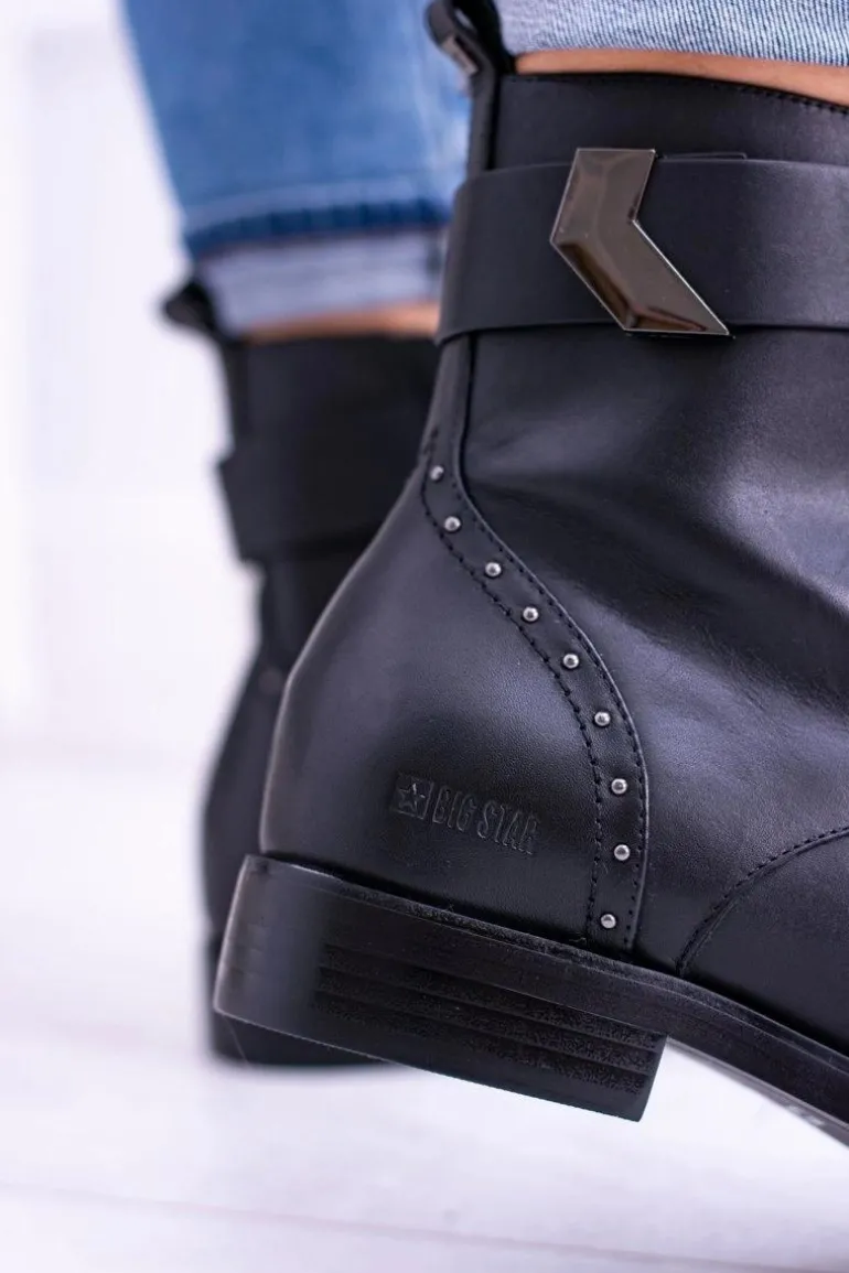 BIG STAR WYSOKIE BOTKI SZTYBLETY SKÓRZANE BB274612