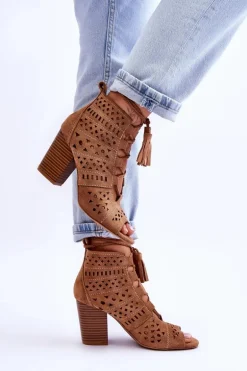 Botki Ażurowe Na Obcasie Camel Letya