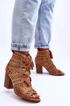 Botki Ażurowe Na Obcasie Camel Letya