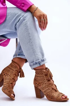 Botki Ażurowe Na Obcasie Camel Letya