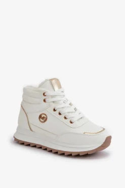 Botki Buty Sportowe Damskie Ocieplane Na Platformie Białe Ariatte