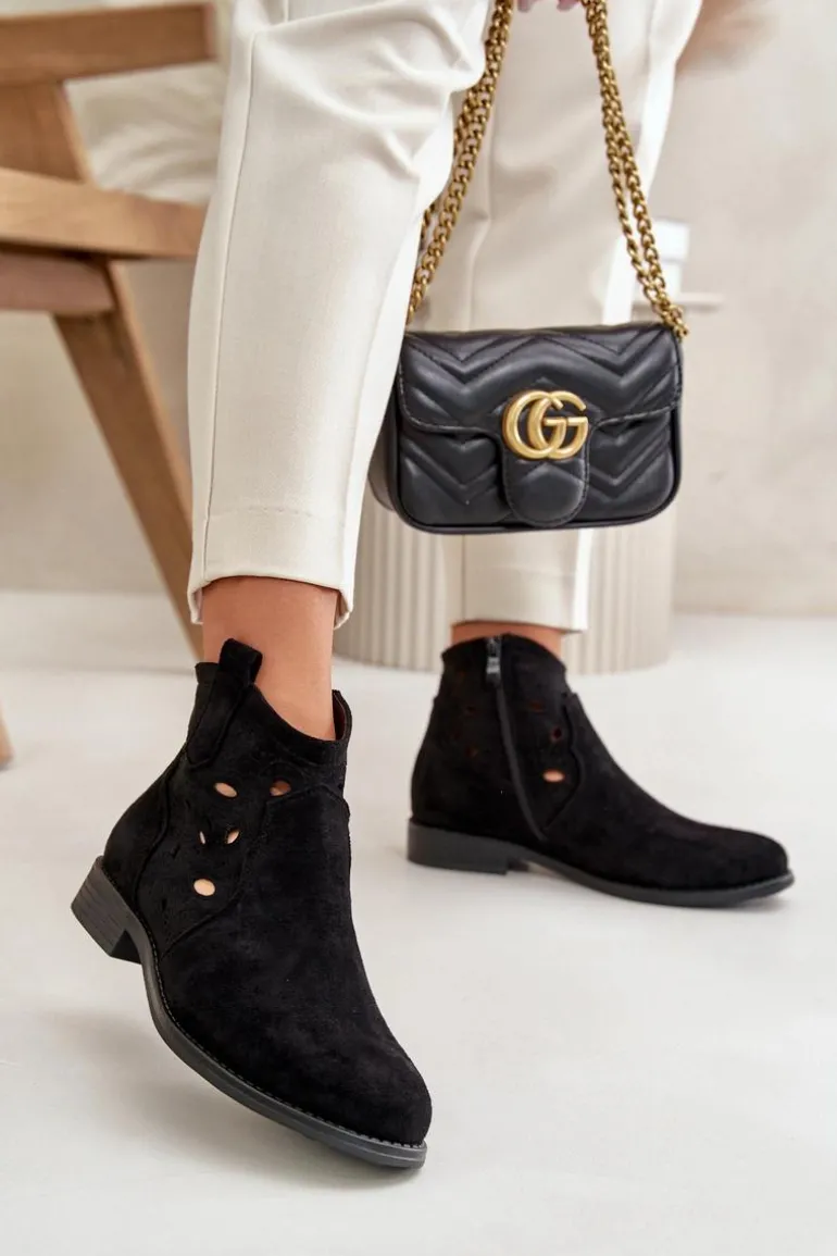 Botki Damskie Ażurowe Na Zamek Czarne S.Barski HY42-081