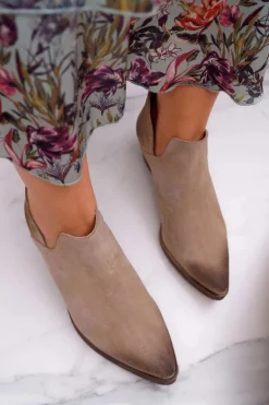 Botki Damskie Beżowe Wiosenne Skórzane Anabella