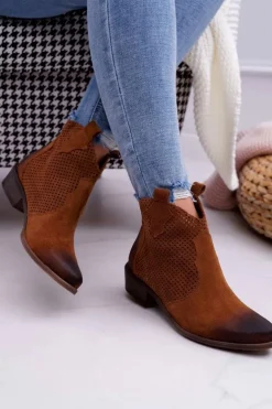 Botki Damskie Brązowe Skórzane Exquisite 1166