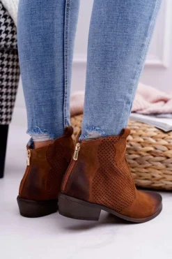 Botki Damskie Brązowe Skórzane Exquisite 1166