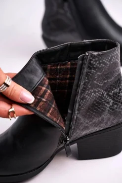 Botki Damskie Ciepłe Czarne Meatown