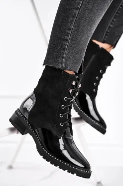 Botki Damskie Ciepłe Czarne Thunders