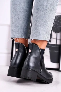 Botki Damskie Ciepłe Granatowe Starry